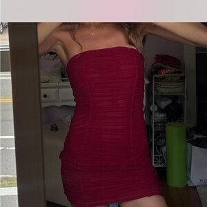 Windsor Red Strapless Bodycon Dress for Night Out